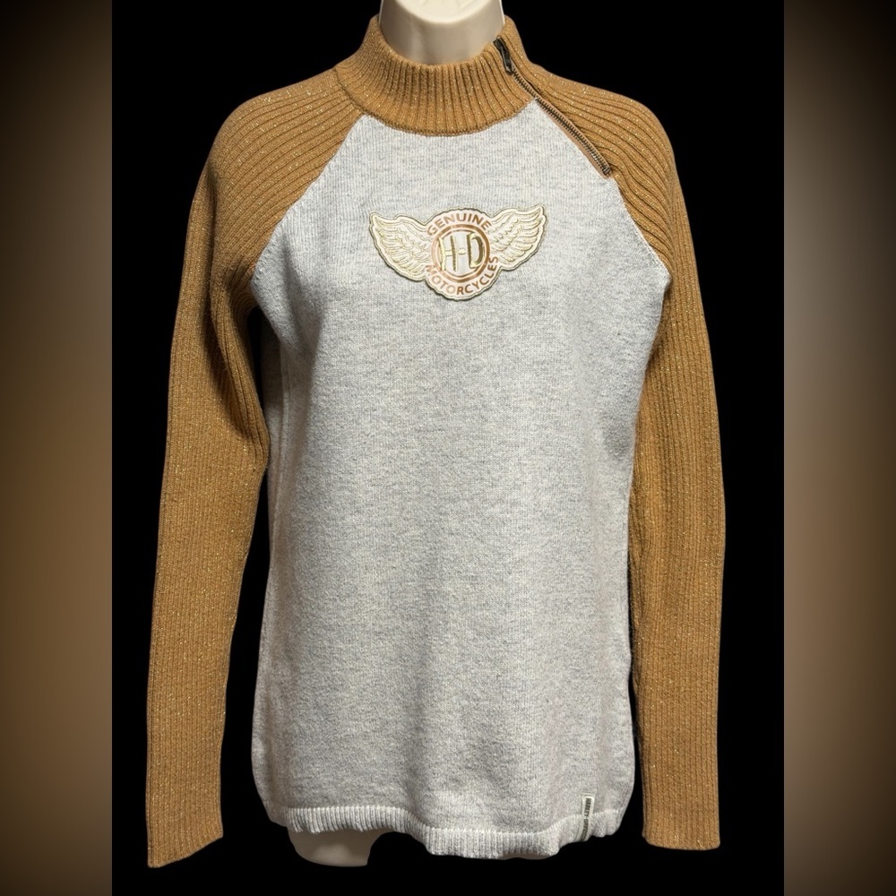 Harley Davidson‎ Winged H-D Patch Ski Sweater Medium Moto Western Americana